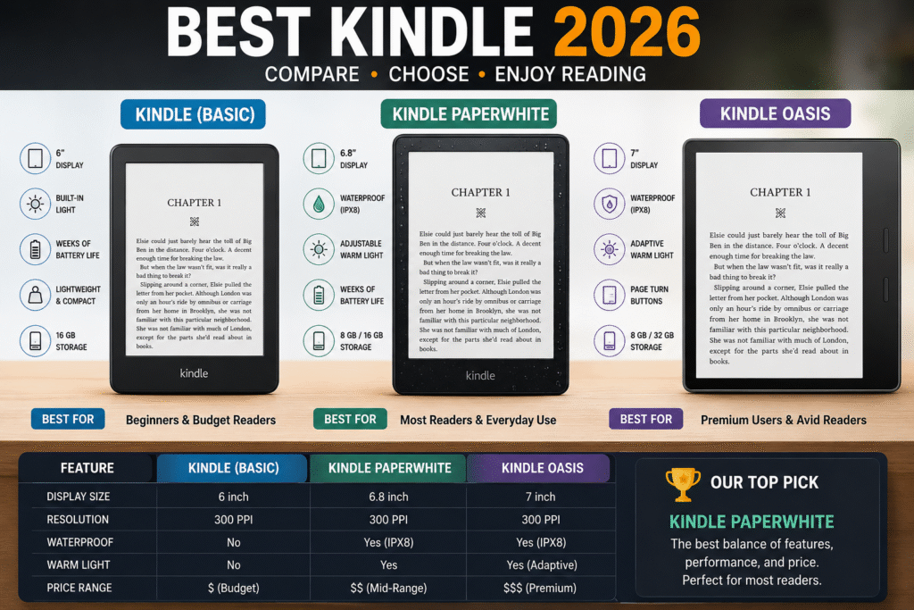Best Kindle 2026: Complete Guide, Comparison & Buying Advice